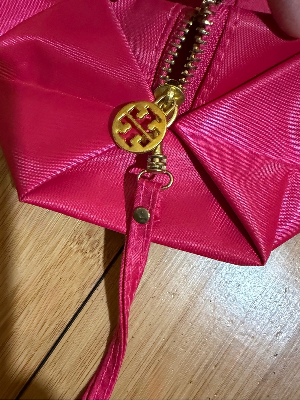 Tory Burch Nylon Cosmetic Toiletry Jewelry Bag Pouch Hot Pink OS - Picture 8 of 11